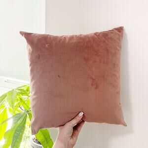 Rose Colored Crushed Velvet Throw Pillow
